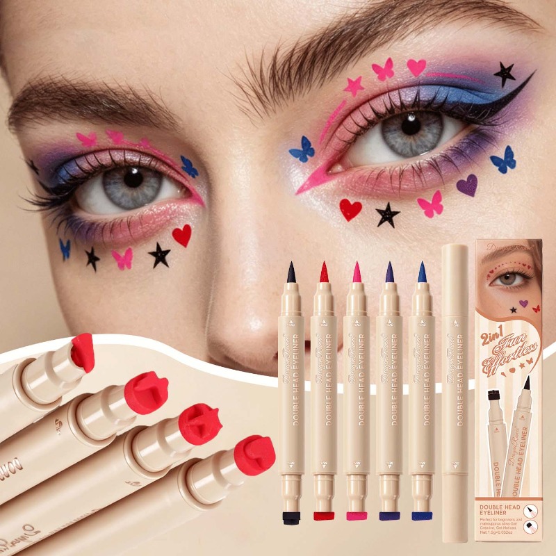 Waterproof Liquid Eyeliner Pen - Pensil Eyeliner Dua Sisi Berwarna-warni Bentuk