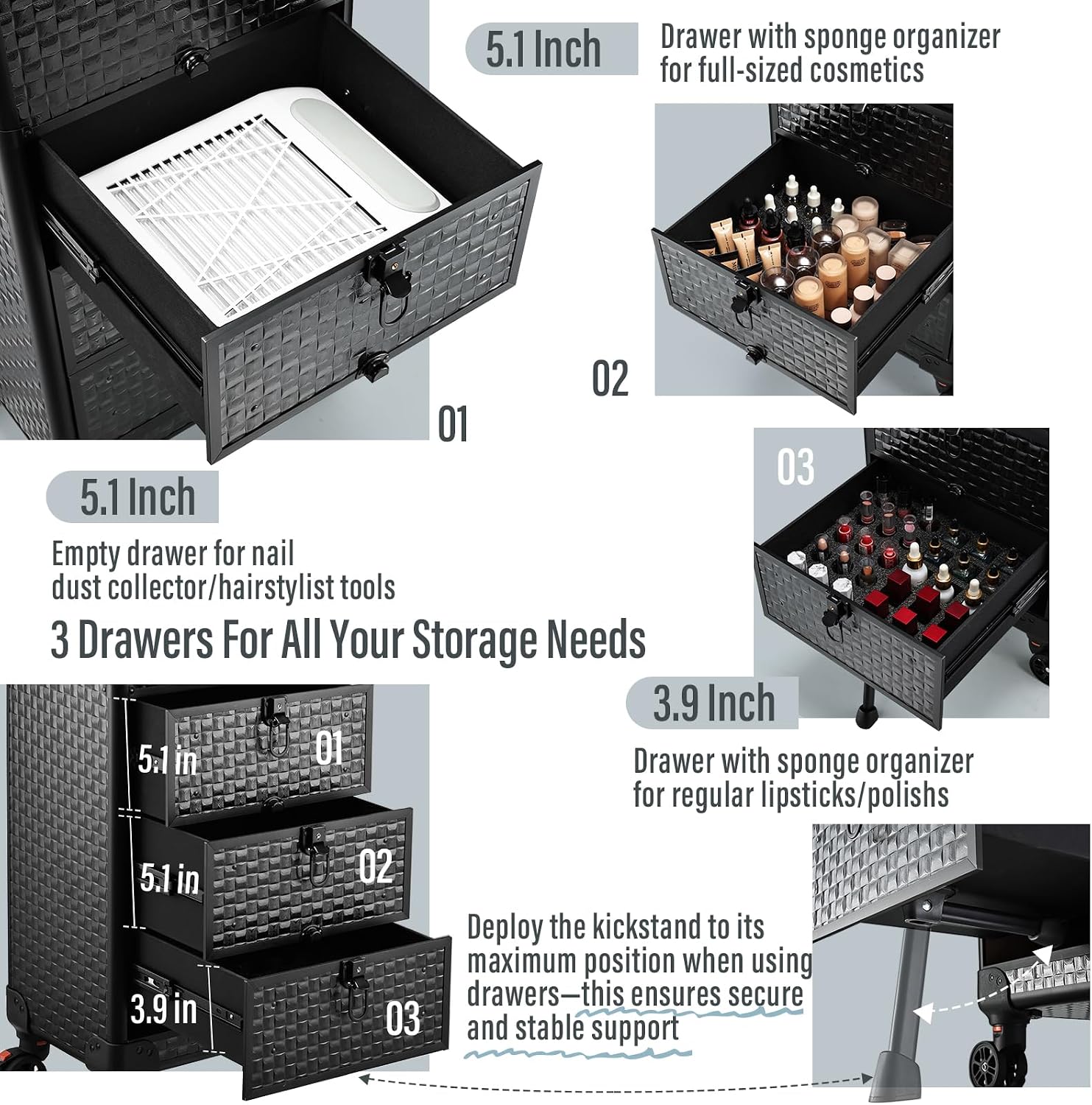 Troli Salon Beroda dengan 3 La - Makeup ulasan dan harga