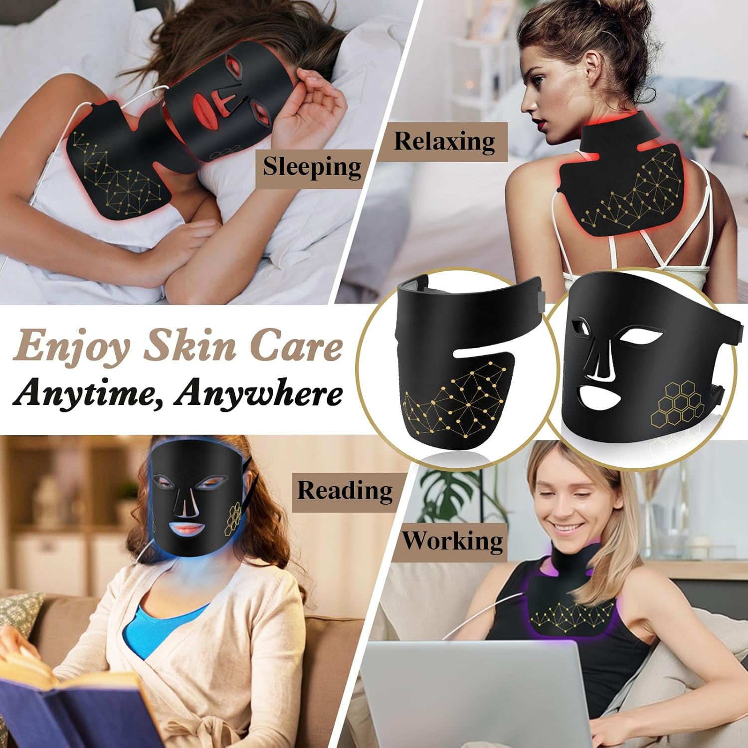 Masker Silikon LED 2-in-1 deng - Led Light Therapy Face Mask ulasan dan harga