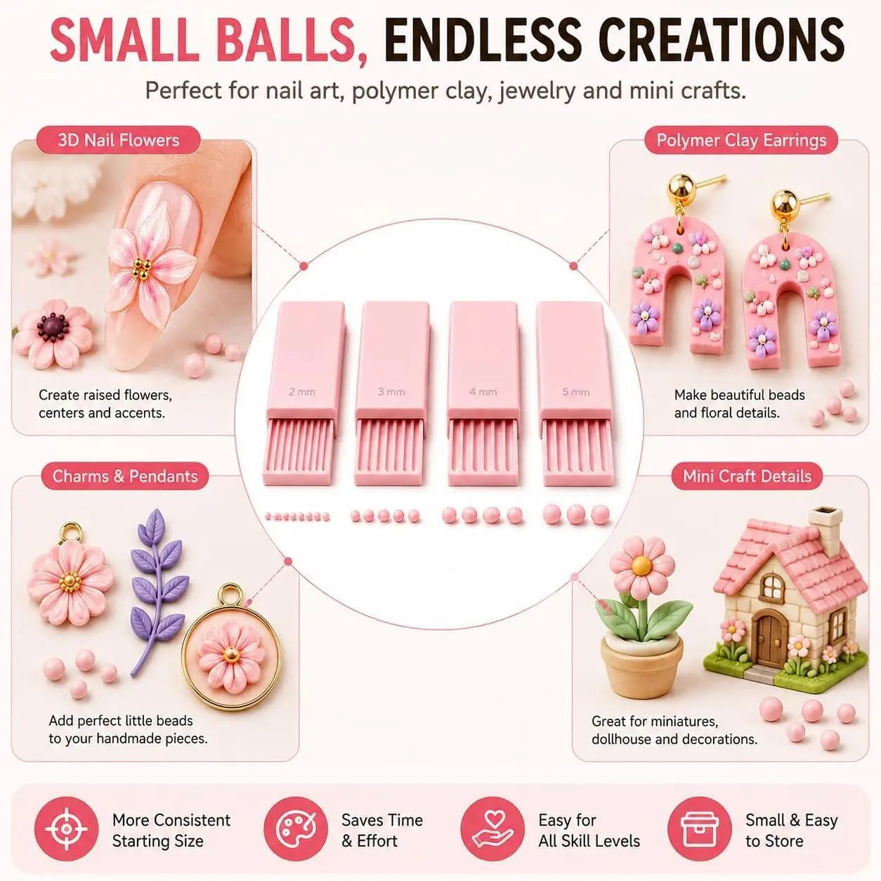 4PCS Alat Pembuat Bola Gel Tan - Nail Art ulasan dan harga