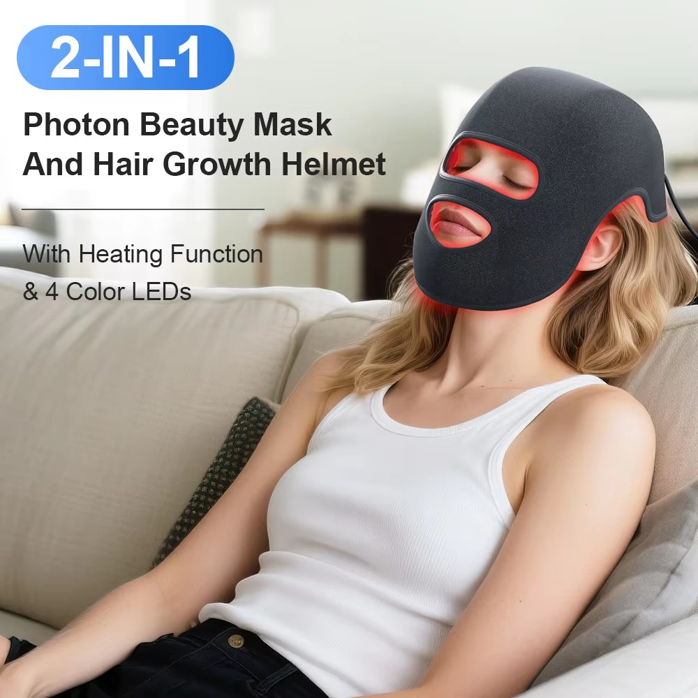 Topi LED 4 Warna & Masker Waja - Led Light Therapy Face Mask ulasan dan harga
