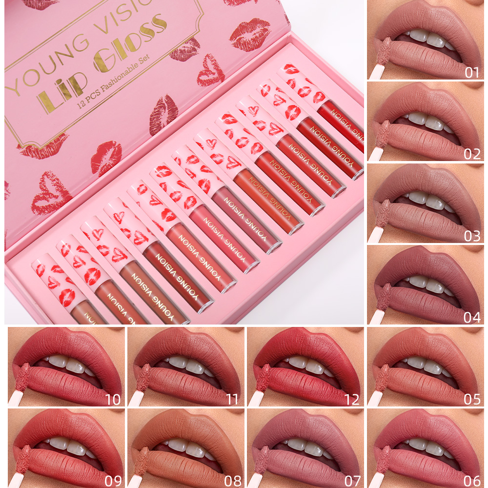 4pcs/10pcs/set Lip Gloss Nude  - Matte Velvet Lip Tint Long Lasting ulasan dan harga