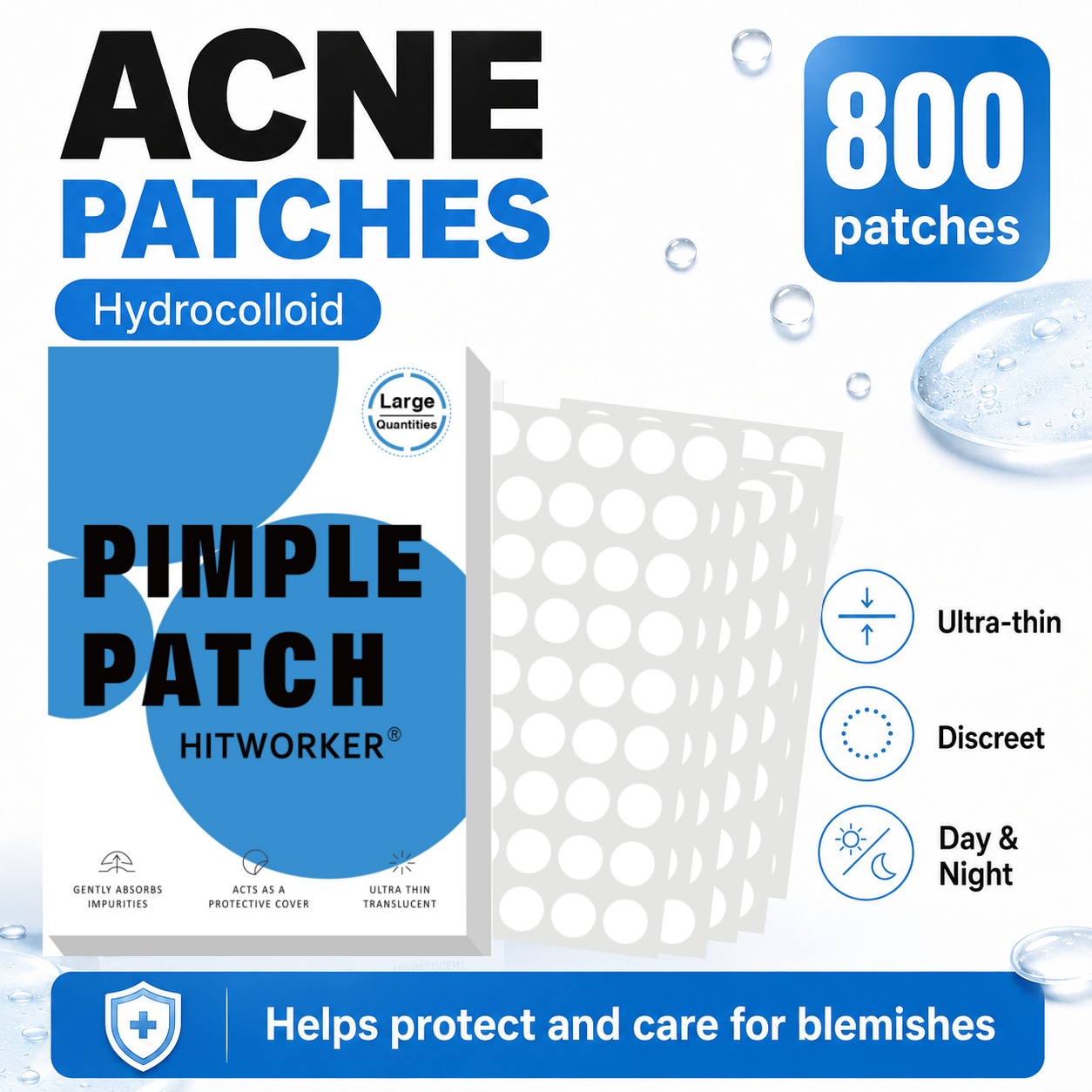800Pcs Plester Jerawat Hidroko - Hydrocolloid Pimple Patch ulasan dan harga