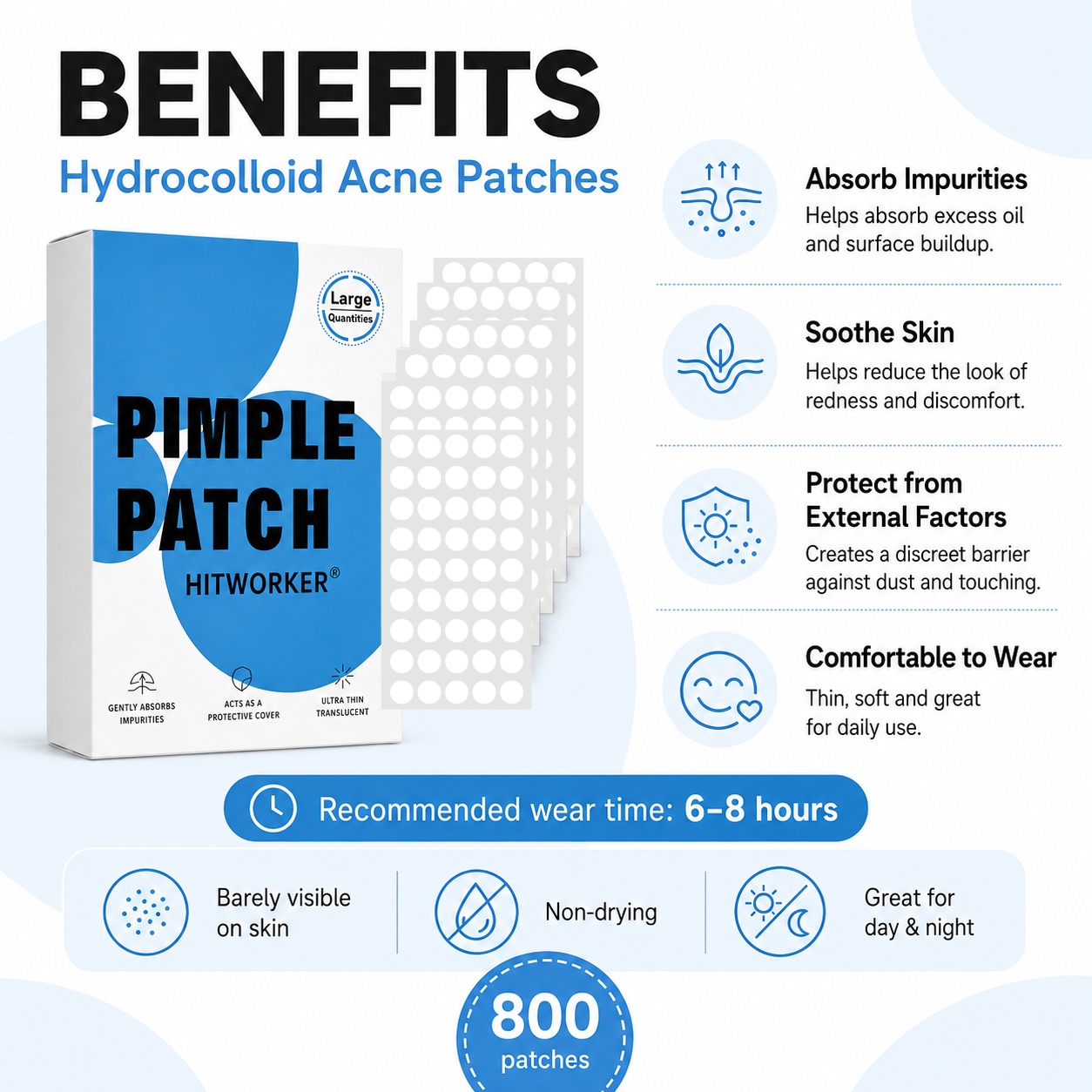 800Pcs Plester Jerawat Hidroko - Hydrocolloid Pimple Patch ulasan dan harga